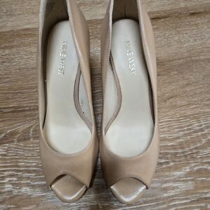 Nine West Women's Beige Peep Toe Heels